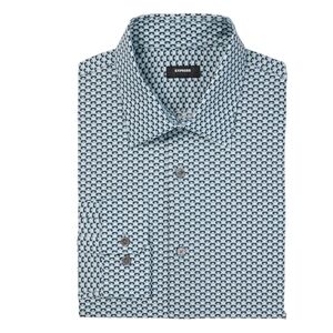 Express Men's Slim Fit 1MX Dress Shirt Size XS Blue Triangle Geometric Wicking